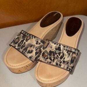 Coach Leopard Print Wedge Sandals
